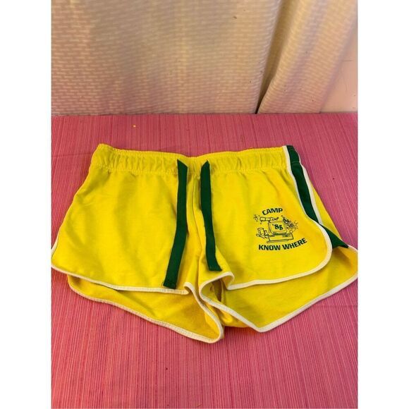 Stranger things shorts large rn# 0101531 yellow green "Camp No Where" 85 - Picture 1 of 7